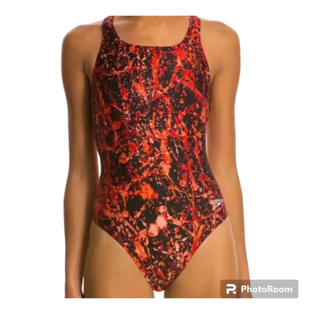 Speedo Female Splatter Splash Race II Tech Performance One piece Swimsuit 6/32